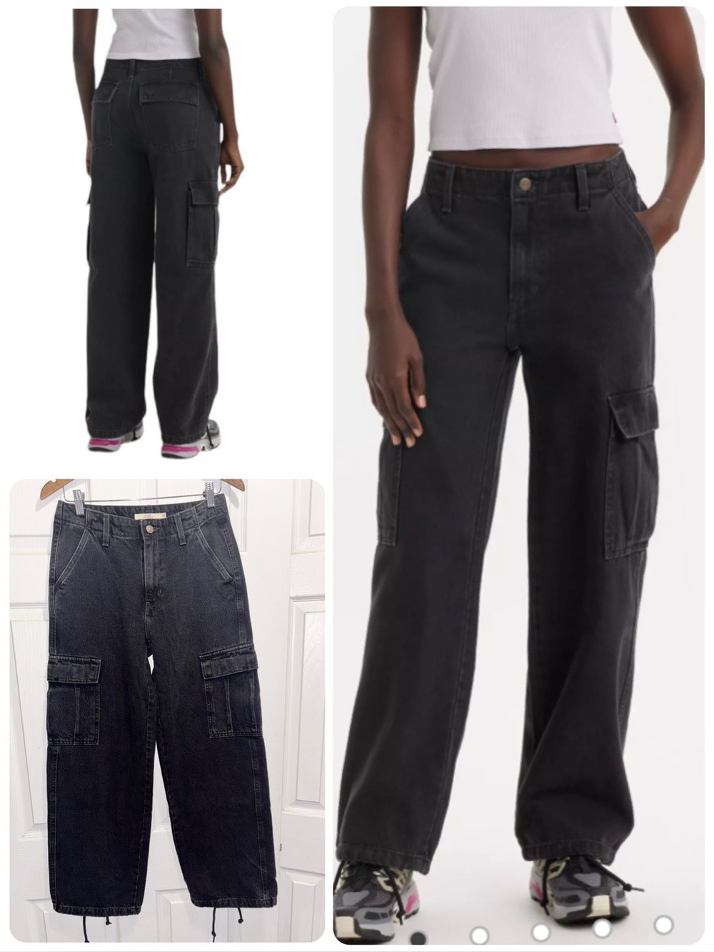 Levi's '94 Baggy Cargo Pants Open Mind Washed Black Utility jeans Size 26